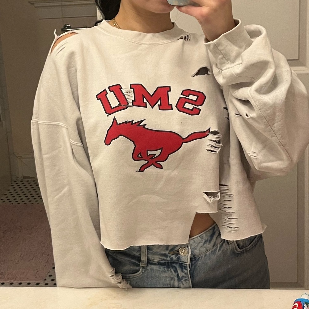 Vintage Champion Cropped SMU Sweatshirt